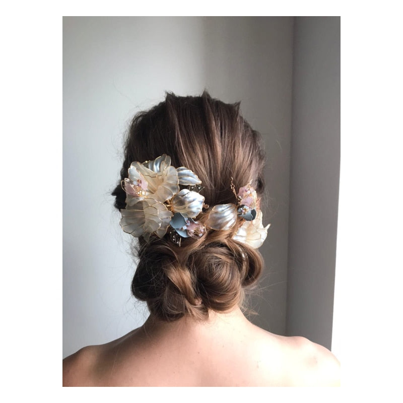 3 Pics Vintage Crystal Rhinestone Bridal Barrettes Headdress