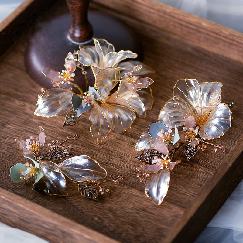 3 Pics Vintage Crystal Rhinestone Bridal Barrettes Headdress