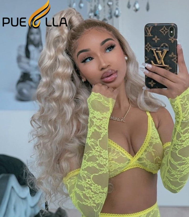 30 Inch Hd Transparent Lace Frontal Wig 13x6 Ash Blonde Lace - Loose Deep Wave