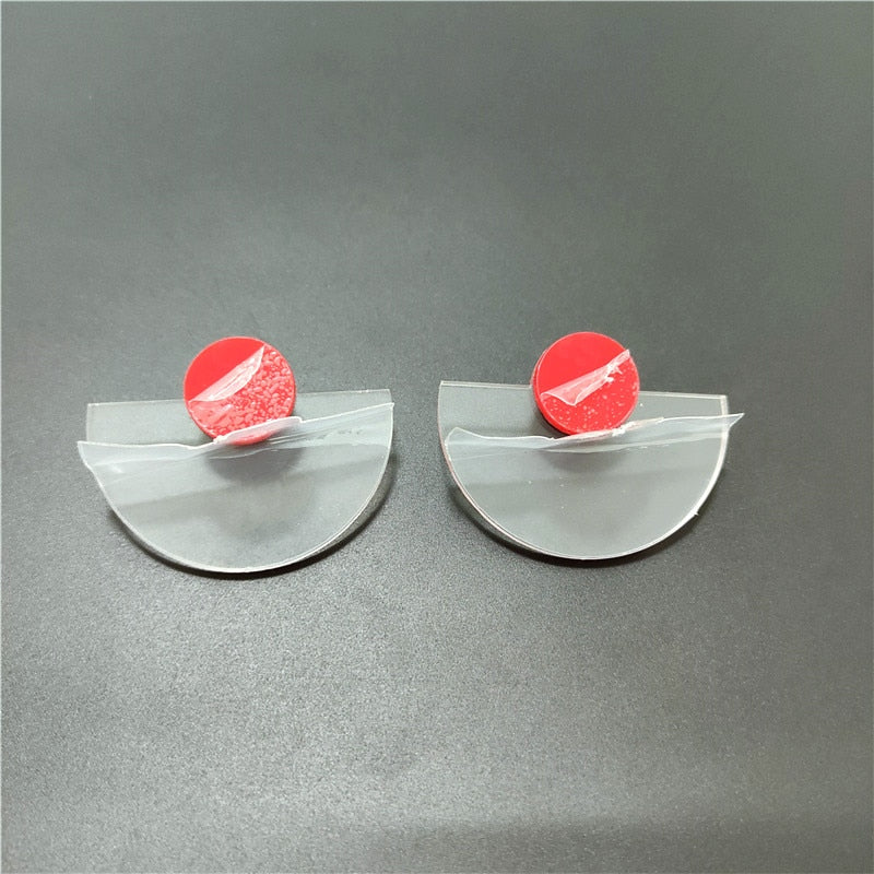 KUGUYS Acrylic Yellow Red Colors Semicircle Geometric Stud Earrings