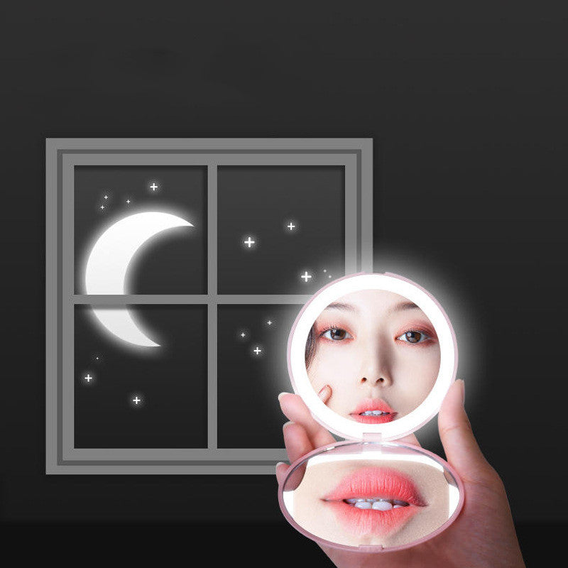 Mini makeup mirror with led light 2X Magnifying USB charging - your-beauty-matters