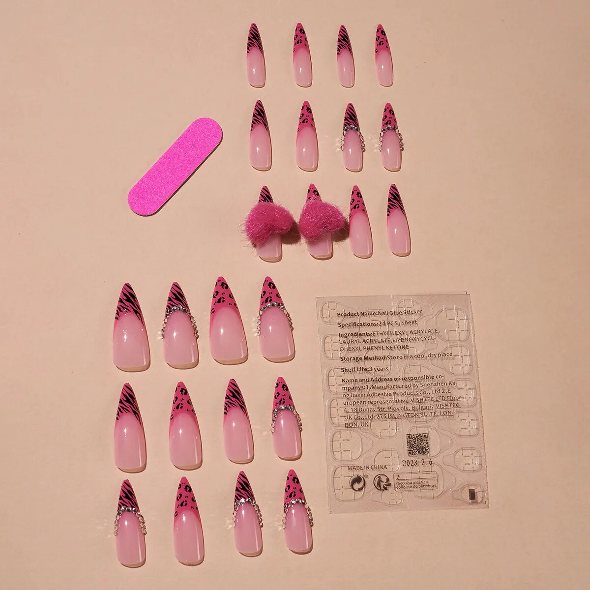 Fashion Long Pointed False French Press on Nails in 24pcs