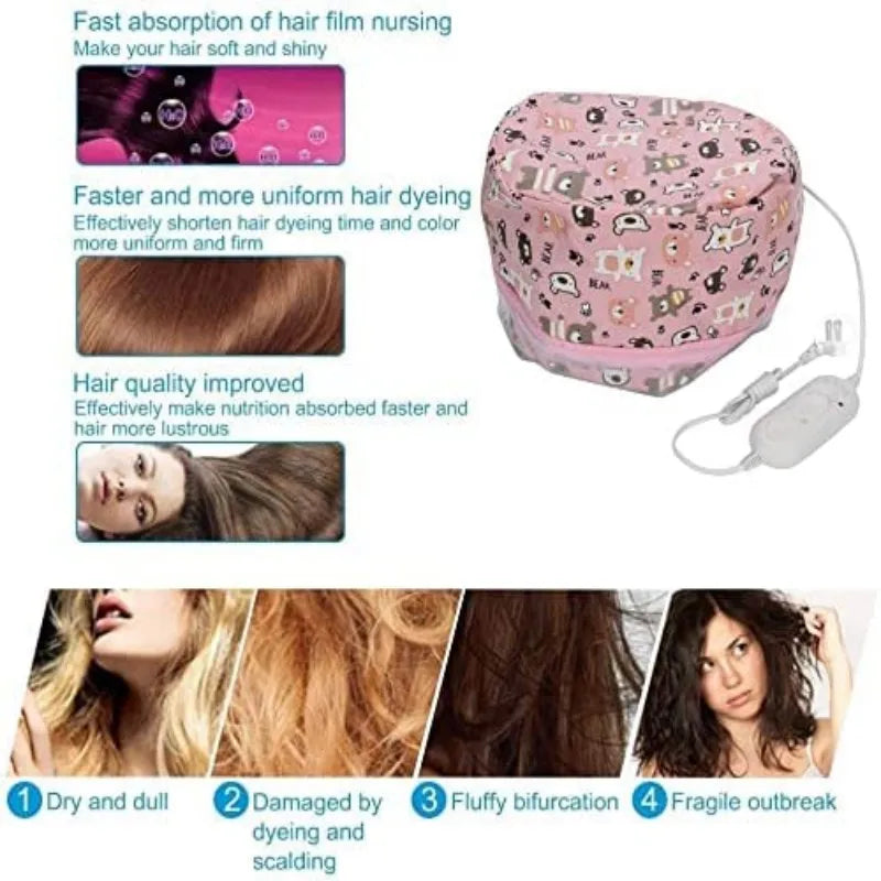 Adjustable Hair Steamer Dryers Cap PU+PVC Liner