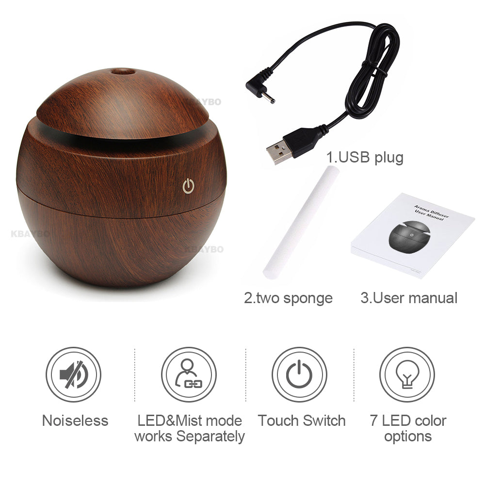 USB Aroma Essential Oil Ultrasonic Cold Steam Diffuser Air Humidifier Purifier 7 Color Change LED Night Light
