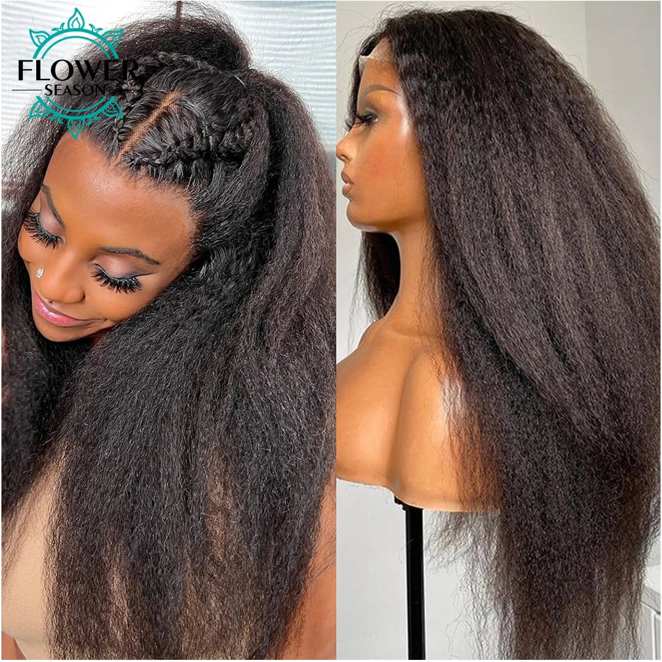 Kinky Straight Full Lace Wig HD Lace Human Hair 360 Lace Frontal Wigs