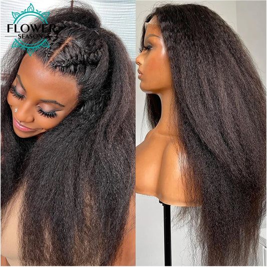 Kinky Straight Full Lace Wig HD Lace Human Hair 360 Lace Frontal Wigs