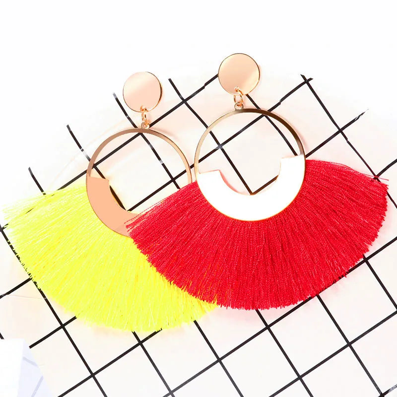 Bohemian Big Tassel Drop Dangle Earrings
