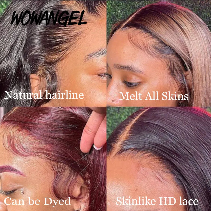 13x6 Full Frontal HD Lace Wig Ombre Blonde Straight Melt Skin Full Lace Frontal Human Hair Wig Honey Blonde HD Lace Closure Wigs
