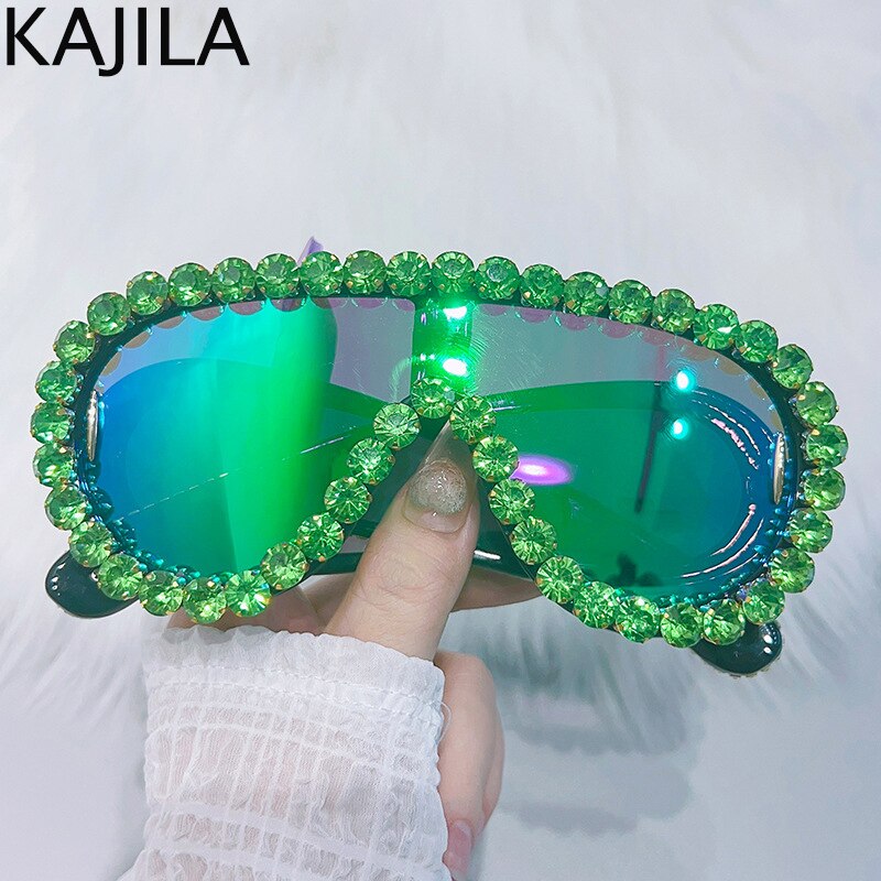 Oversized Punk Rhinestones Sunglasses Steampunk Eyewear UV400