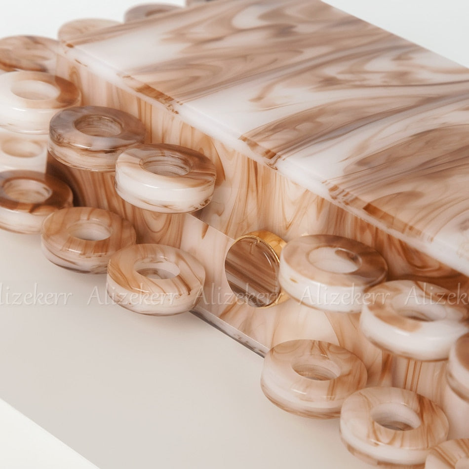 Marbling Acrylic Box Evening Clutch