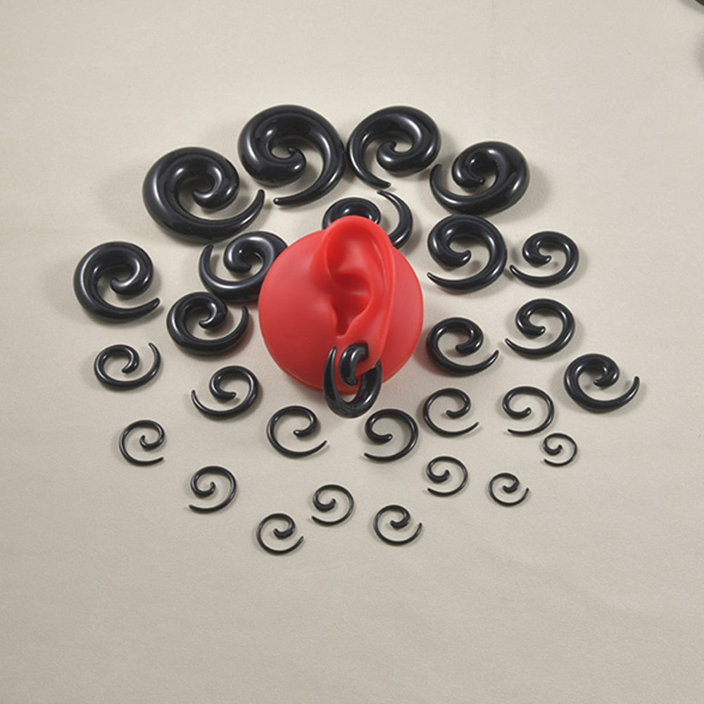 Acrylic Black Ear Spiral Expander Ear Plugs