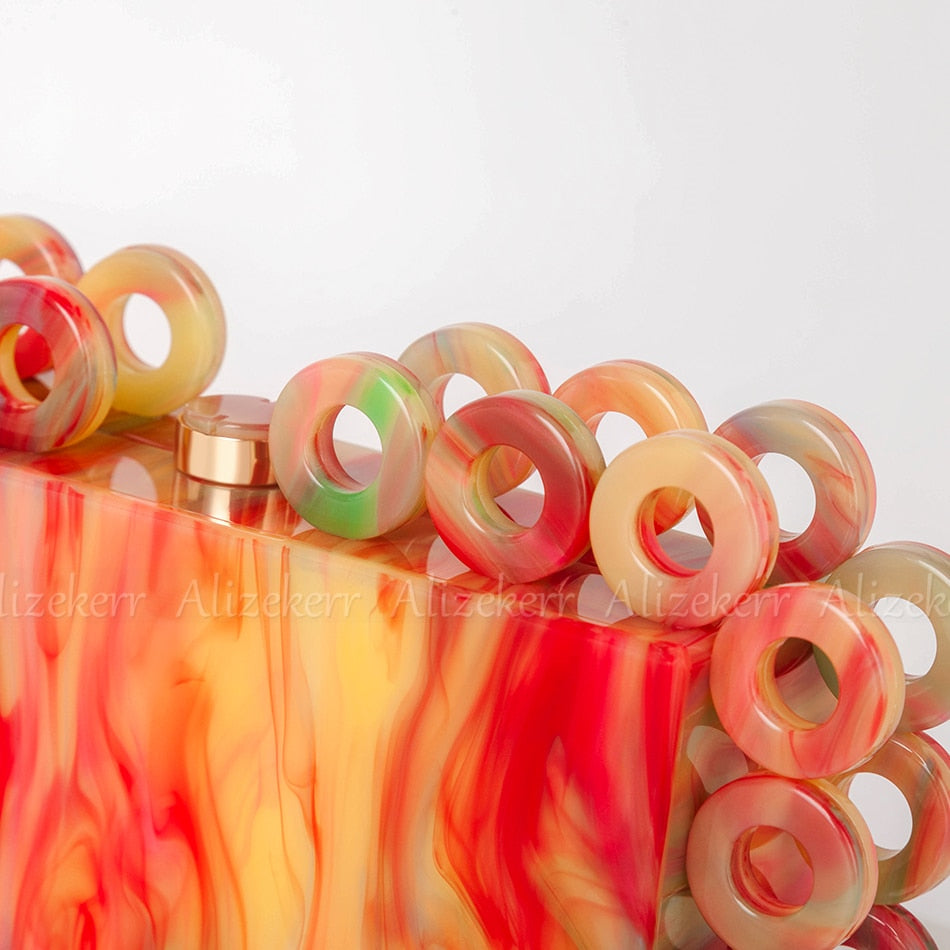 Marbling Acrylic Box Evening Clutch