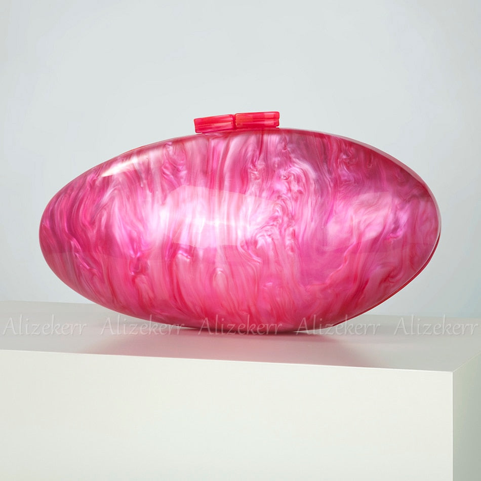Women Oval Acrylic Evening Clutch