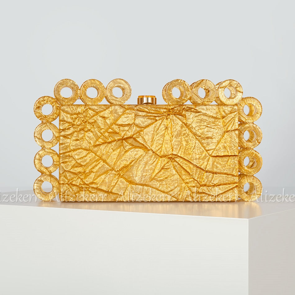 Marbling Acrylic Box Evening Clutch
