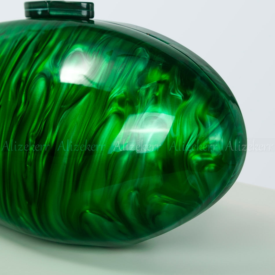 Women Oval Acrylic Evening Clutch