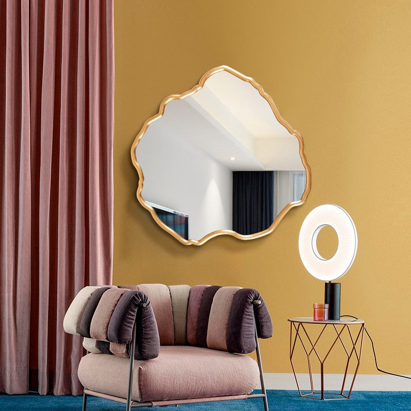Toilet Large Model Wall Decorative Mirror Makeup Crafts Vanity Aesthetic Shower Mirror Golden Espejo Pared Home Styling YX50DM