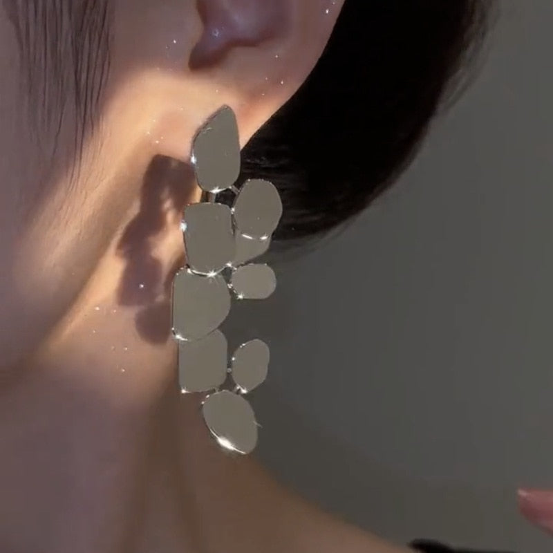 Irregular Metal Pendant Earrings