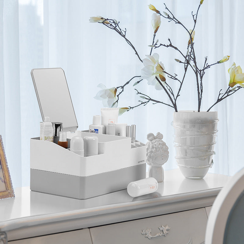 Plastic box with mirror vanity mask lipstick rack - your-beauty-matters