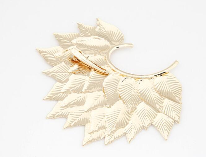 Gold And Silver Elf Multi-layer Leaves And Leaves Big Ear Hanging - your-beauty-matters