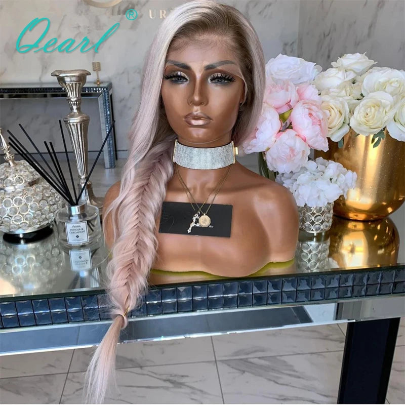 Icy Pink Full Lace Wigs Human Hair HD Lace Frontal -Qearl