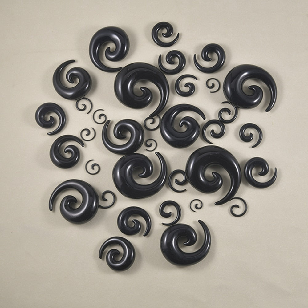Acrylic Black Ear Spiral Expander Ear Plugs