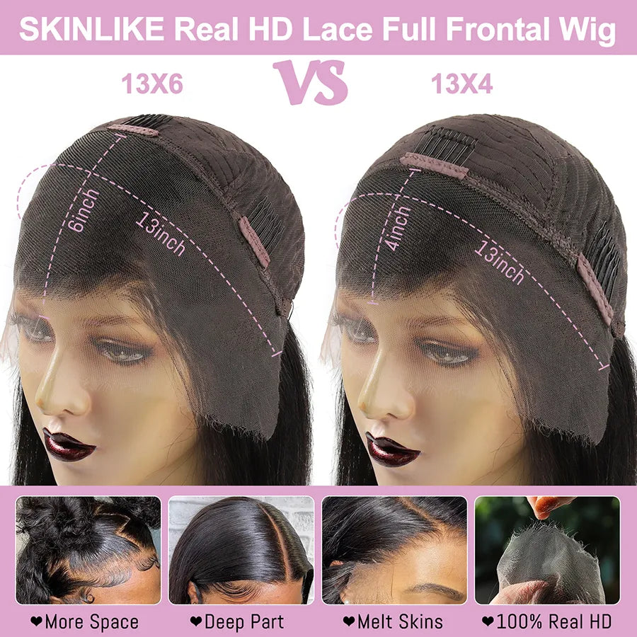 13x6 Full Frontal HD Lace Wig Ombre Blonde Straight Melt Skin Full Lace Frontal Human Hair Wig Honey Blonde HD Lace Closure Wigs