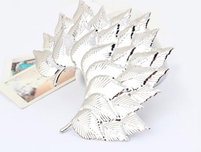 Gold And Silver Elf Multi-layer Leaves And Leaves Big Ear Hanging - your-beauty-matters