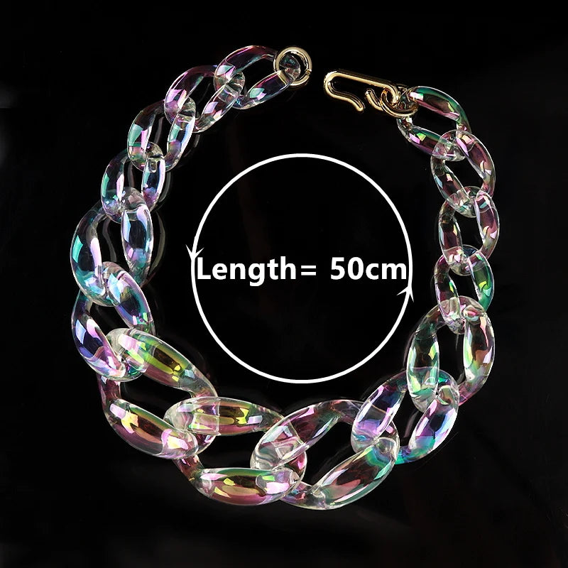 FishSheep Iridscent Color Acrylic Chunky Chain Choker