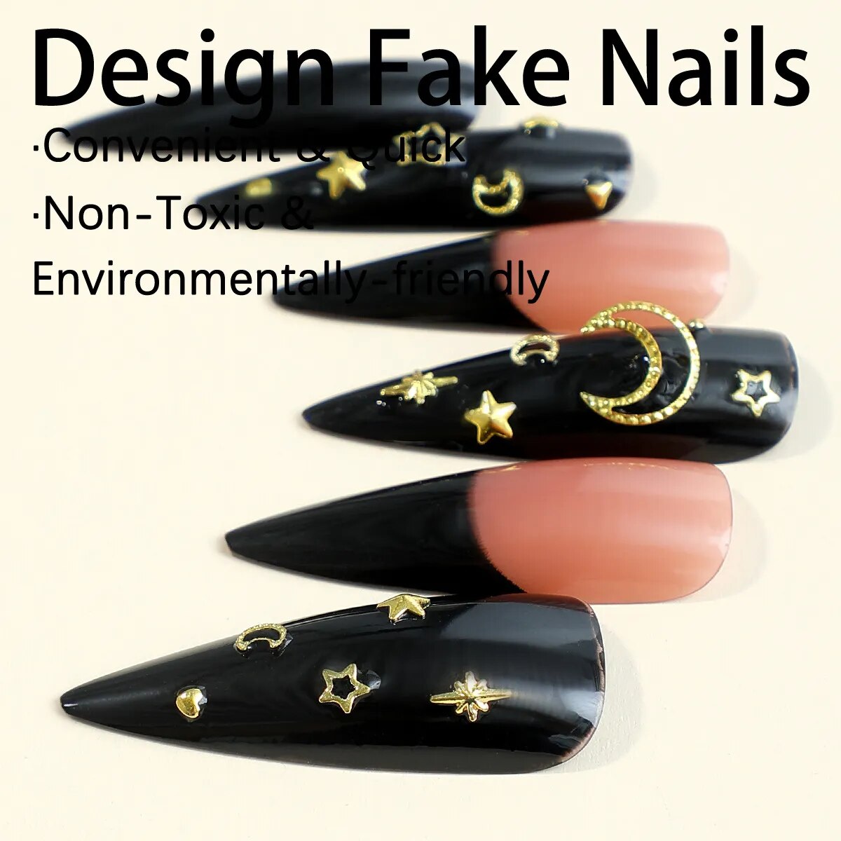 Fashion Long Pointed False French Press on Nails in 24pcs