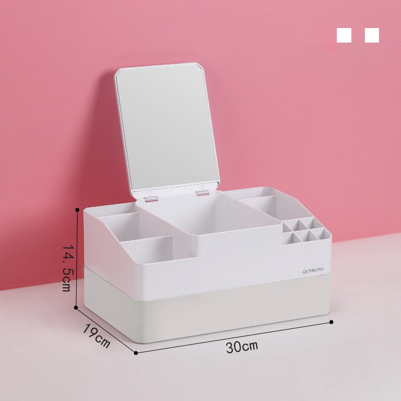 Plastic box with mirror vanity mask lipstick rack - your-beauty-matters