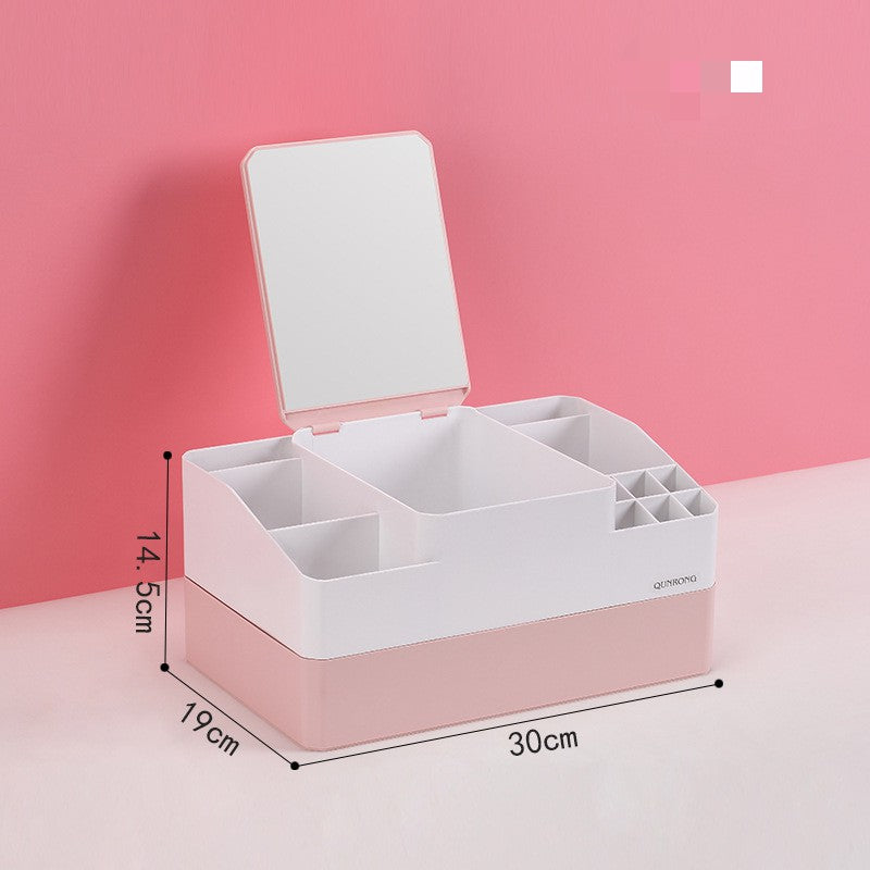 Plastic box with mirror vanity mask lipstick rack - your-beauty-matters