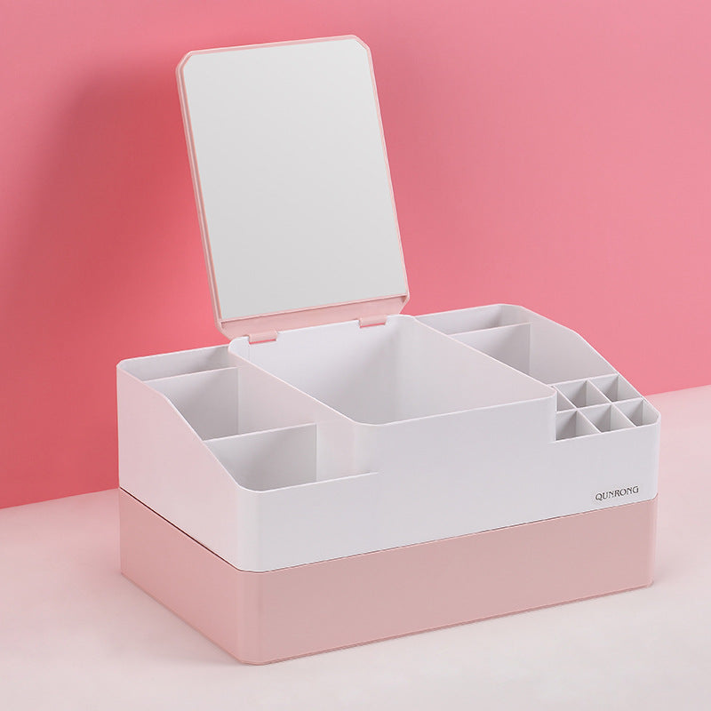 Plastic box with mirror vanity mask lipstick rack - your-beauty-matters