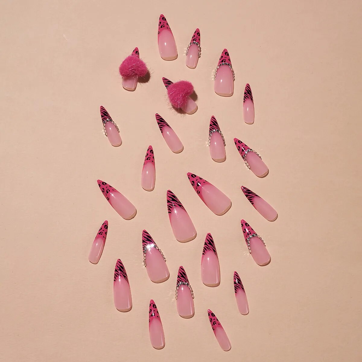 Fashion Long Pointed False French Press on Nails in 24pcs