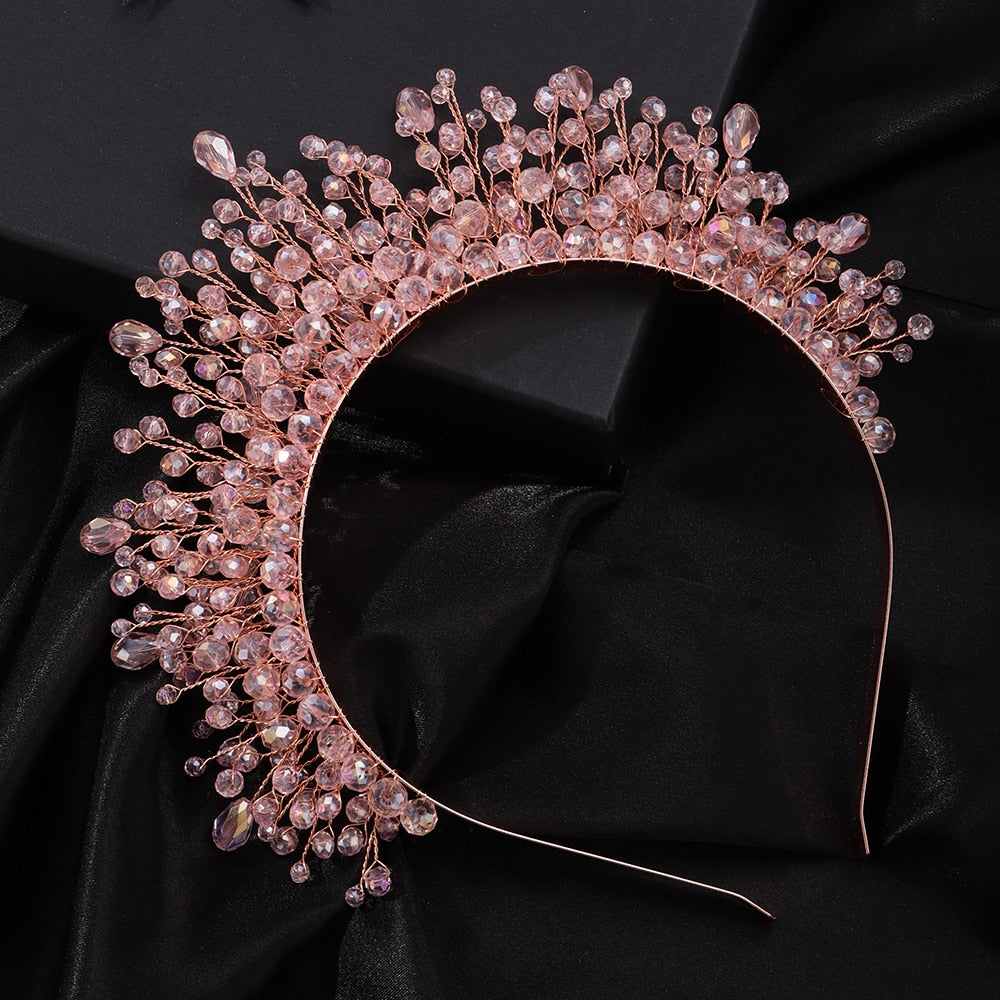 Crystal Bridal Crown/Headband with Silver Diamonds