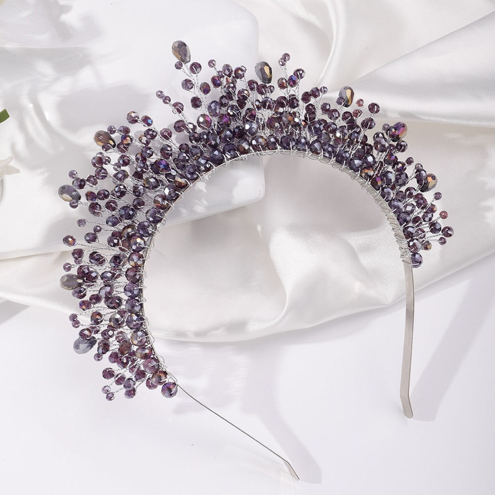 Crystal Bridal Crown/Headband with Silver Diamonds