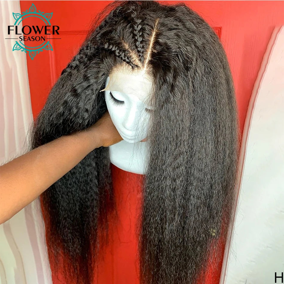 Kinky Straight Full Lace Wig HD Lace Human Hair 360 Lace Frontal Wigs