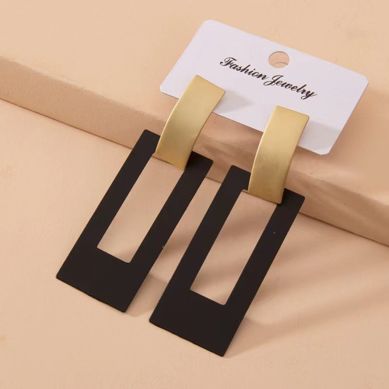 Voikukka Geometric Pendant Hollow Earrings
