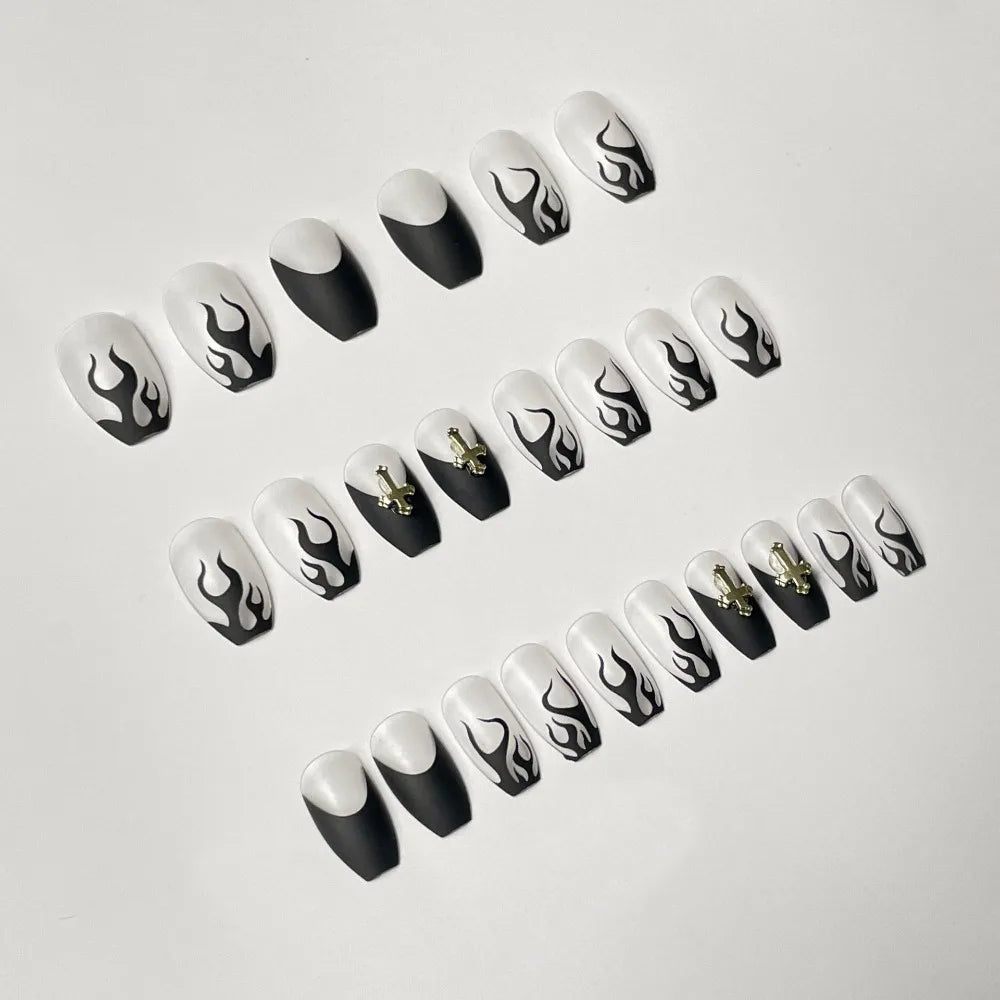 24Pcs Matte Coffin Full Cover Nail Tips Finished Nail Art