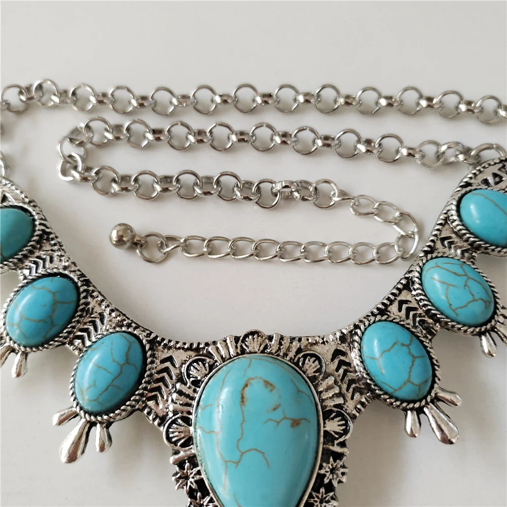 Indian Ethnic Statement ox Horn Pendants Necklace - Silver Plated Vintage