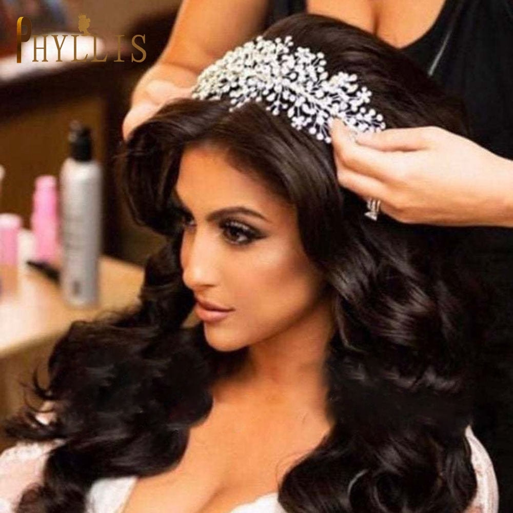 Silver Bridal Headband Crystal Wedding Headpieces