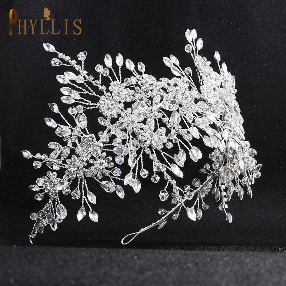 Silver Bridal Headband Crystal Wedding Headpieces