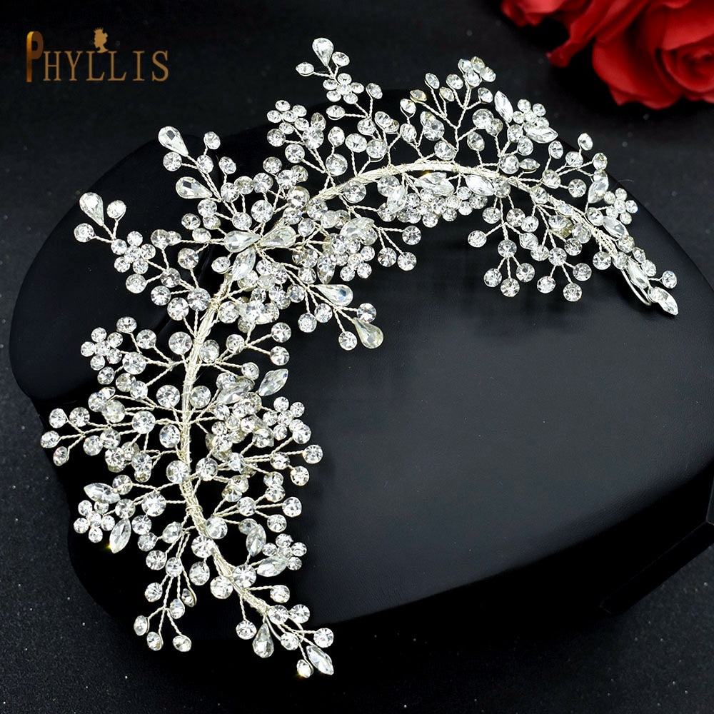 Silver Bridal Headband Crystal Wedding Headpieces