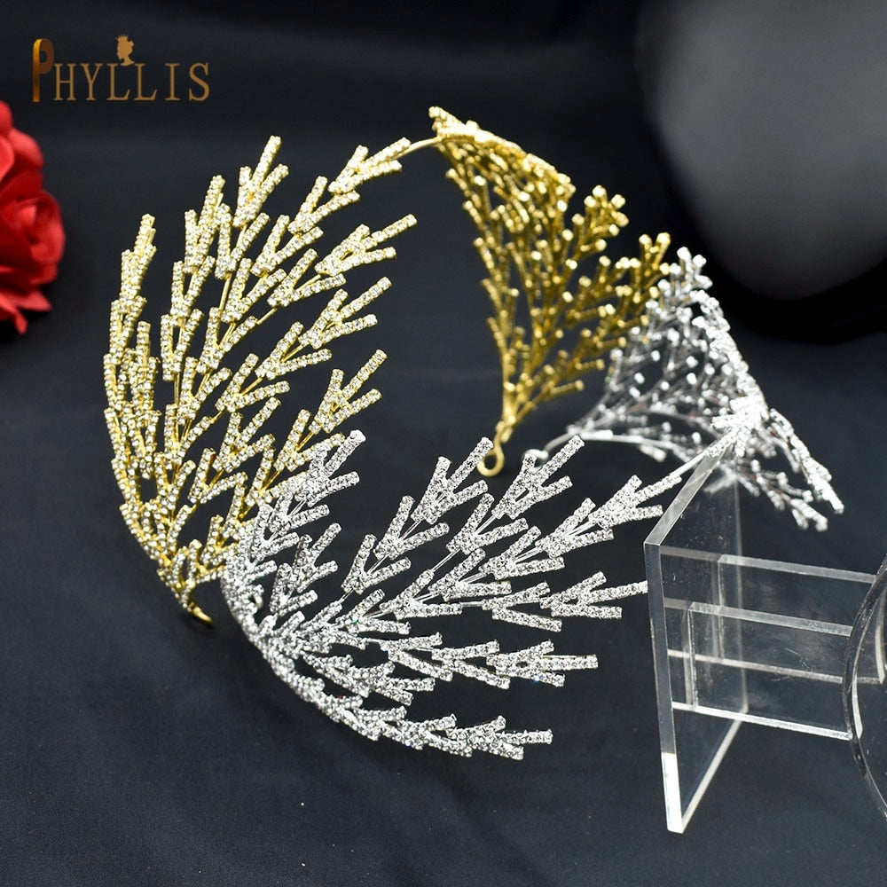 A254 Silver Gold Bride Headband Rhinestone
