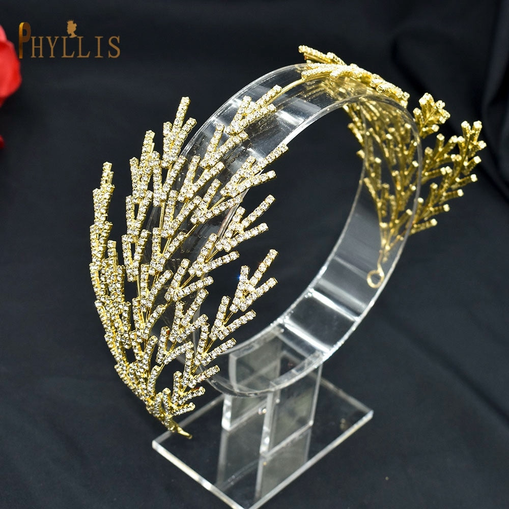 A254 Silver Gold Bride Headband Rhinestone
