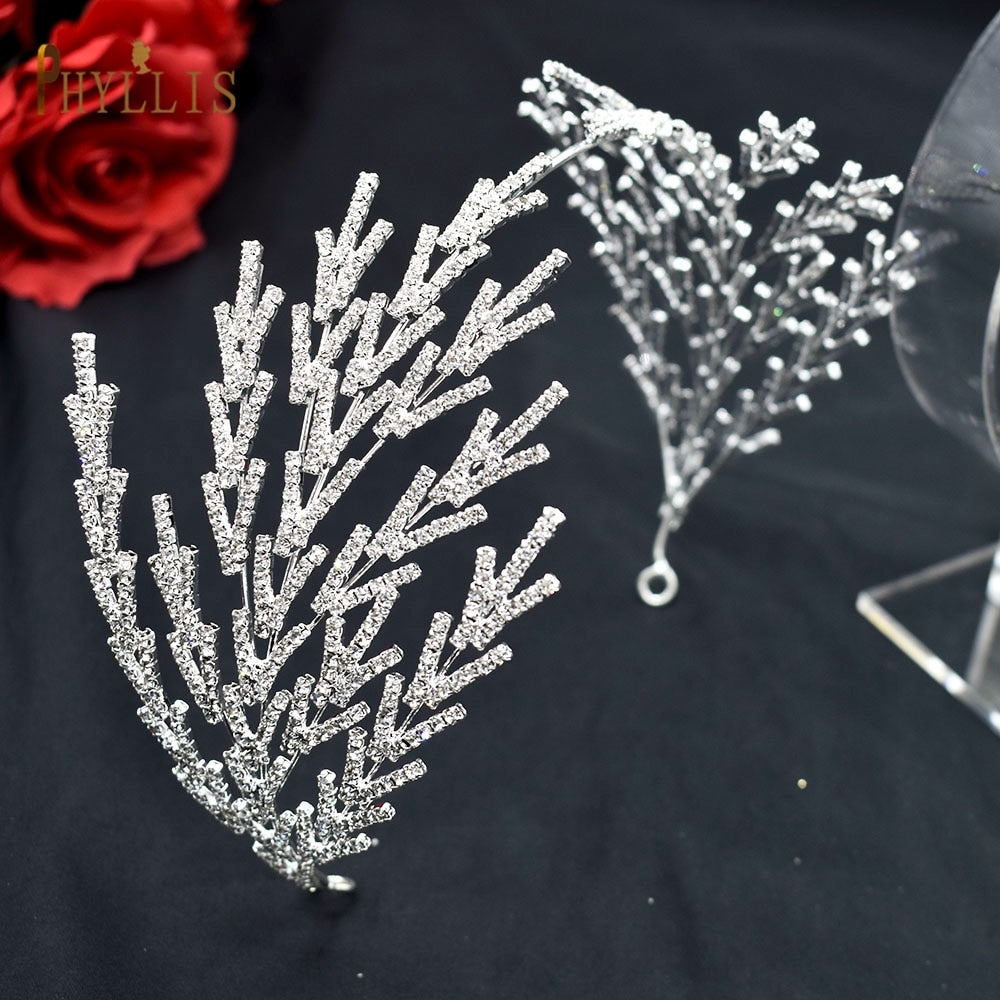 A254 Silver Gold Bride Headband Rhinestone