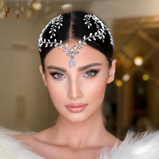 Fashion Rhinestone Wedding Headdresses-Water Drop Rhinestone Bridal Headpiece