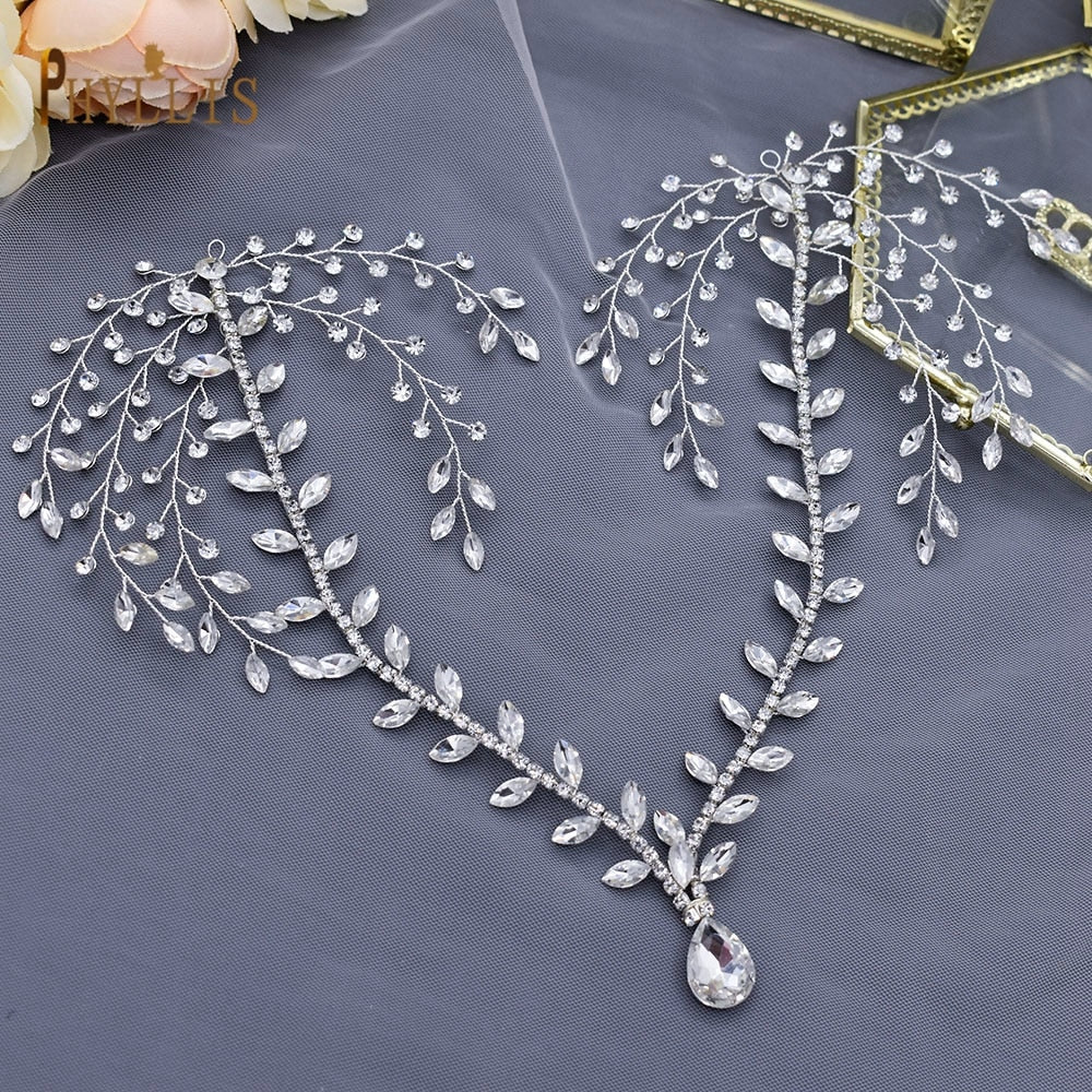 Fashion Rhinestone Wedding Headdresses-Water Drop Rhinestone Bridal Headpiece