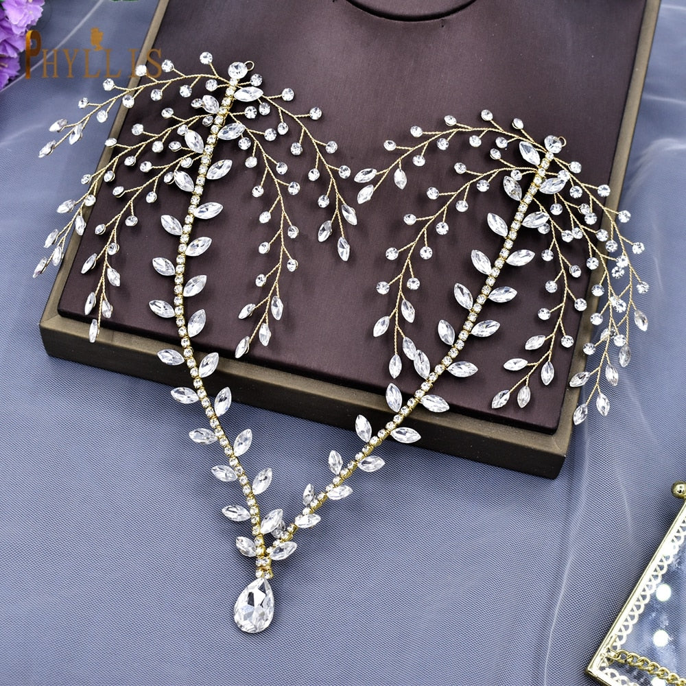 Fashion Rhinestone Wedding Headdresses-Water Drop Rhinestone Bridal Headpiece