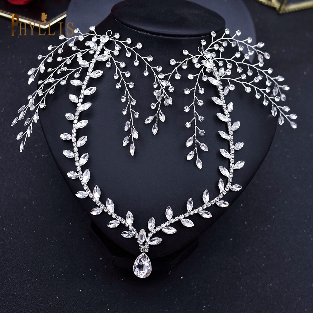 Fashion Rhinestone Wedding Headdresses-Water Drop Rhinestone Bridal Headpiece