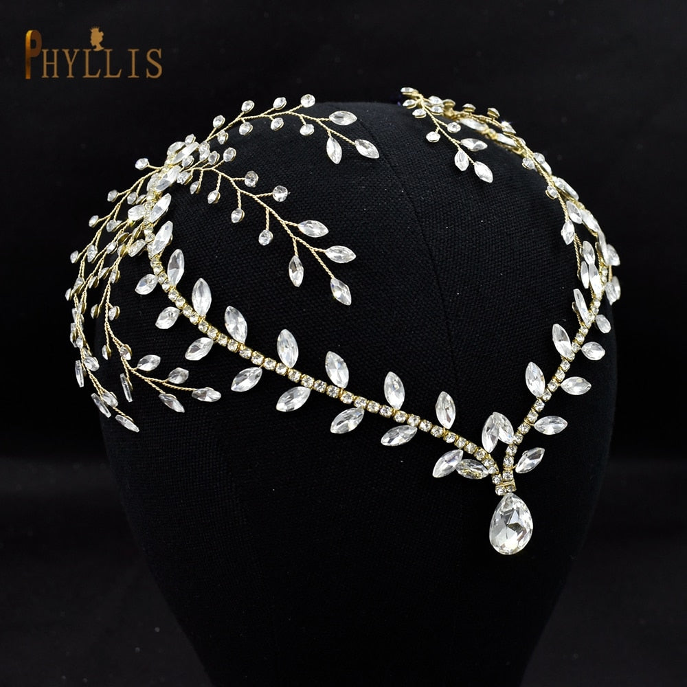 Fashion Rhinestone Wedding Headdresses-Water Drop Rhinestone Bridal Headpiece